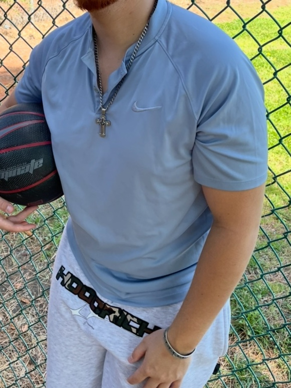 NIKE BASEBALL 929142 Men Light Blue Short-Sleeve Athletic Polo TENNIS SHIRT JOCK
